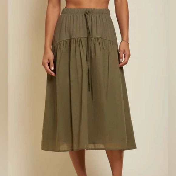 Nation LTD Dresses & Skirts - Nation LTD Helena Combo Midi Skirt Olive Green